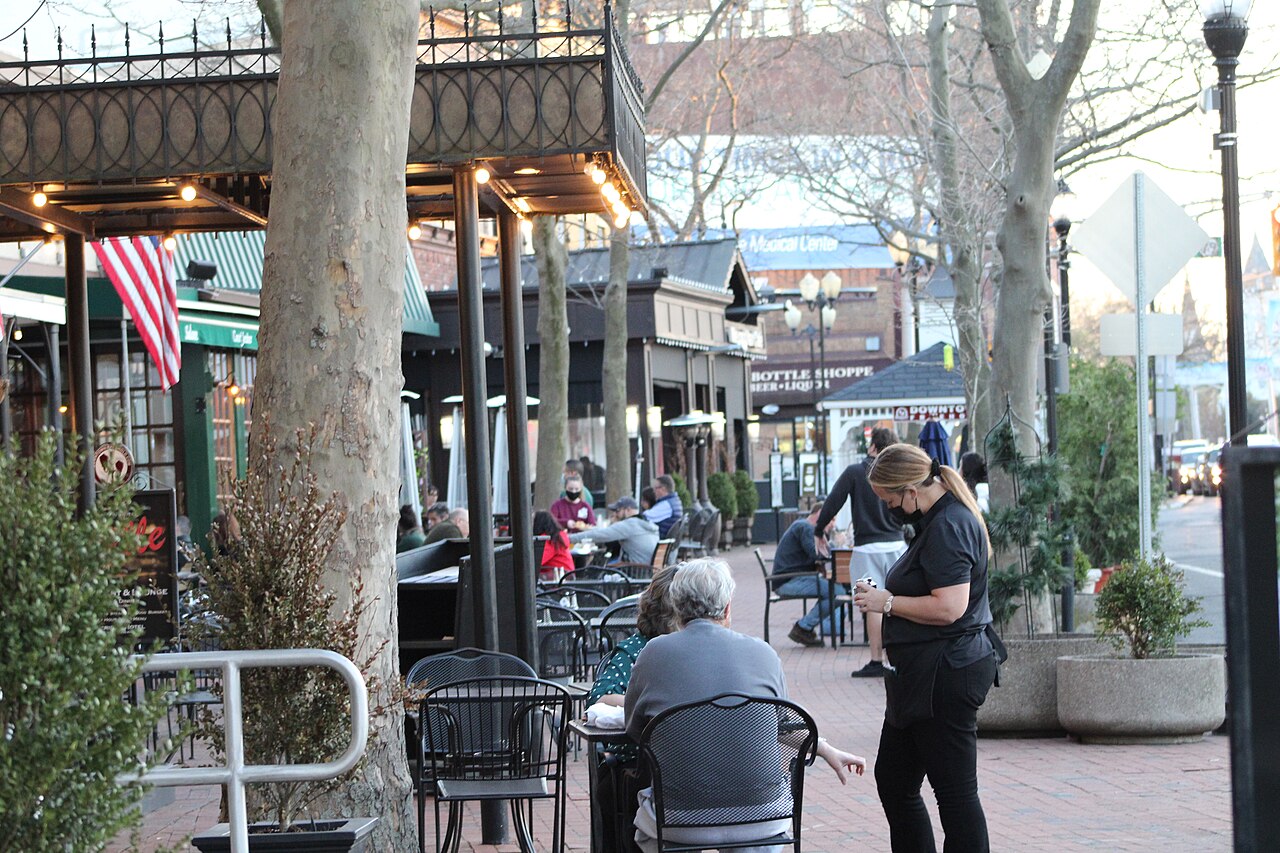 Downtown street scene in Freehold, New Jersey